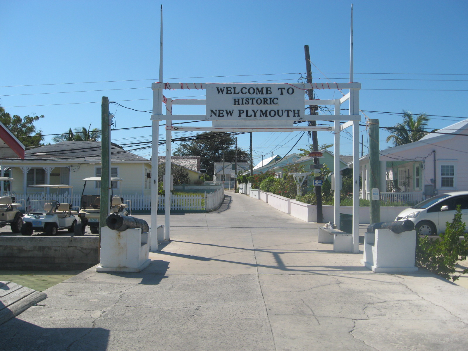 Another welcoming sign at the second dinghy dock. New Plymouth is the name of the settlement (village) on Green Turtle Cay,
