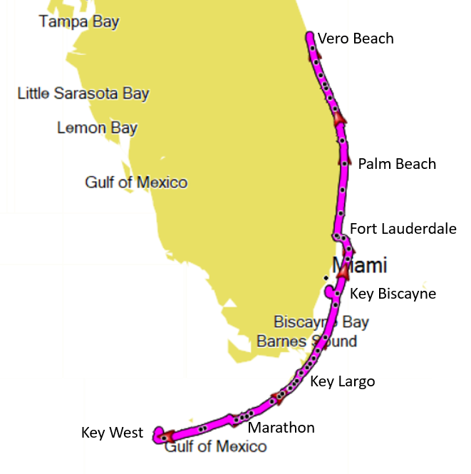 Key West to Vero Beach (Feb 26, 2018 to March 7, 2018) 