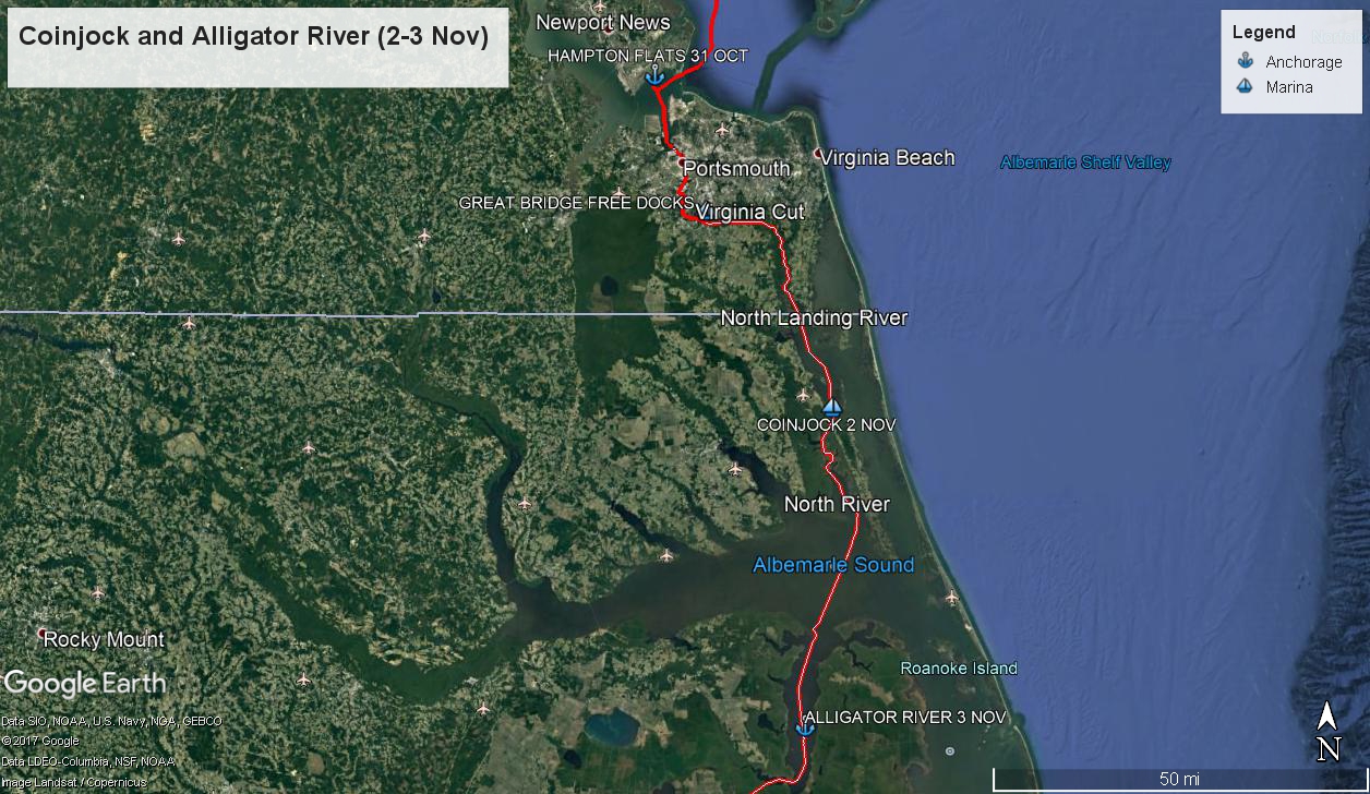 Norfolk to Great Bridge to Coinjock to the Alligator River