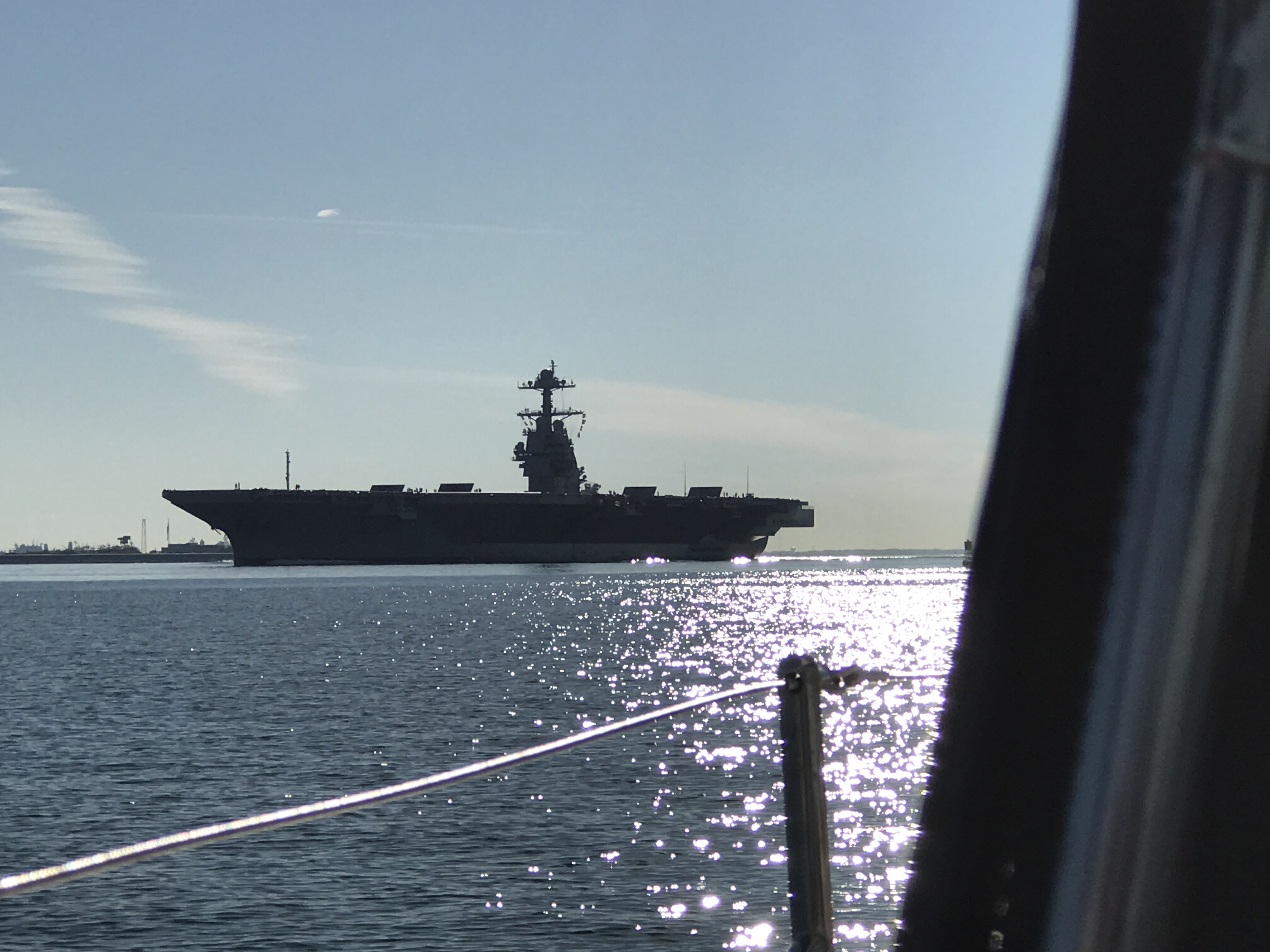 The USS Gerald R. Ford (CVN 78) heading for sea